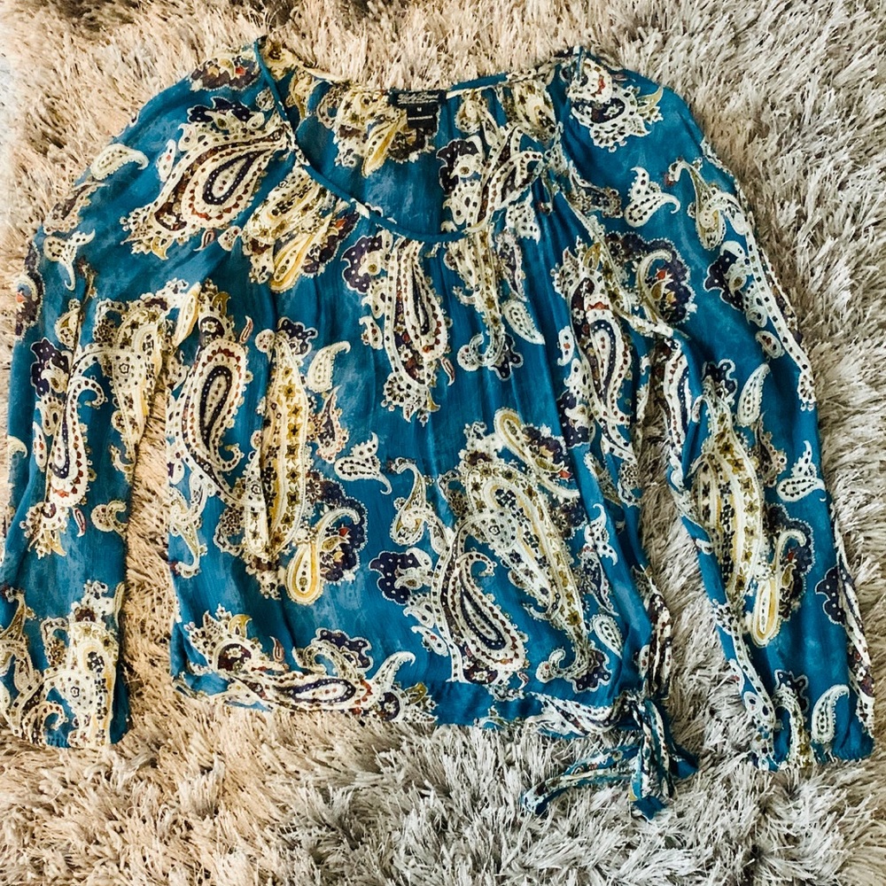 Lucky Brand Blue Paisley Top